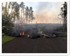 2018 Kilauea Volcano Fissure 8 Lava Advancing On Kahukai St. Silver Halide Photo
