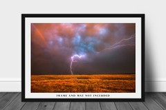 Storm Photography Print – Picture of Lightning Strike at Dusk in Oklahoma