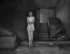 Fine Art BW Photograph Signed Ltd Edition Ballerina & Vulture SURREALISM COA NEW