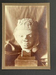 Rare Albumen Print Photo XIX Statue Art Kmer Sculpture Cambodia Angkor Wat
