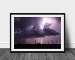 Lightning photography print wind turbine pictures thunderstorm cloud wall art