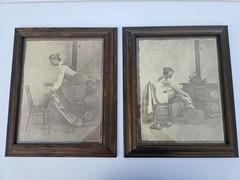 Vtg Rolland Hendrickson Sepia Prints Framed Set Victorian Boudoir Western Art