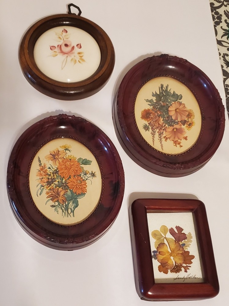 Vintage Mid Century Floral Wall Decor Set Dark Academia Moody Botanical