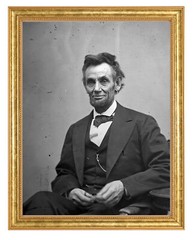 Abraham Lincoln Photograph in a Aged Gold Frame
