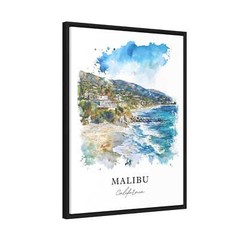Malibu Wall Art, Malibu California Print, LA Watercolor Art, Malibu Cali Gift