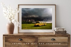 Storm Photography Print | School Bus Picture | Oklahoma Wall Art | Classroom