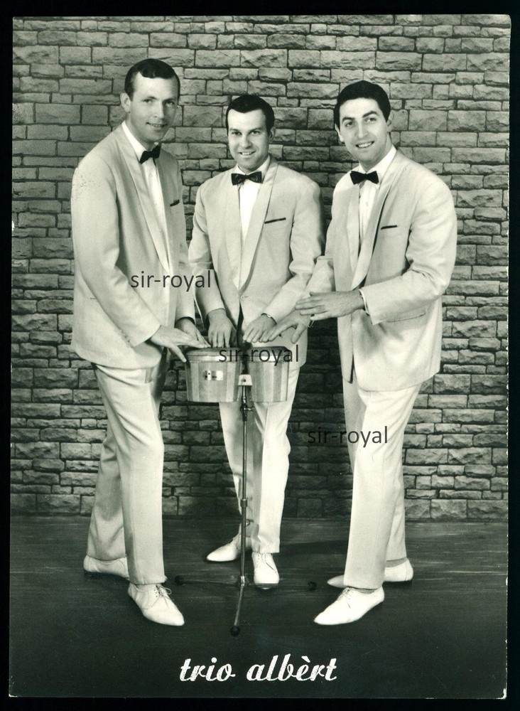Trio Albert Simmerl-Unteruhldingen-band music group 1960s-photo postcard 11x15cm