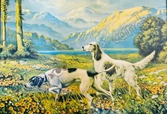 Hunting Hounds on the Scent Mountains Meadow Dog Art DIGITAL DOWNLOAD You Print