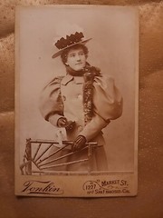 Vtg Tonkin Sf Portrait Ofba Lady White Black Hat Boa And A Jacket With Big Puff