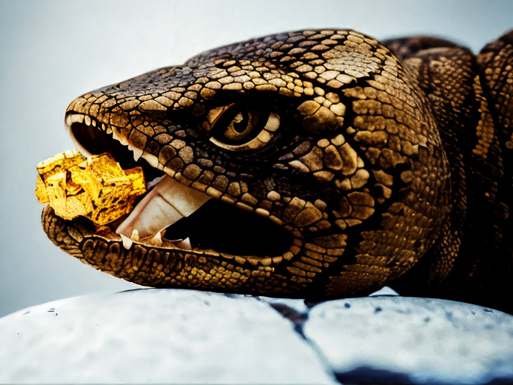 Digital Destkop Art Canon, jpg,photo virtual gift Image Snake eating gold nugget