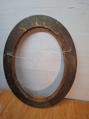 ANTIQUE Oval Portrait/Highly Ornate Tiger Wood & Heavy Gilded Gold Floral Frame