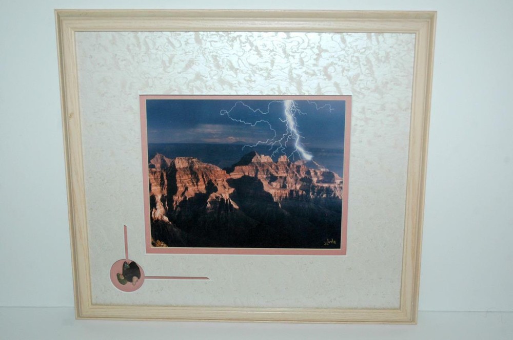 Grand Canyon & Lightning Signed Photograph C1970 10×8″ Framed 18×16″