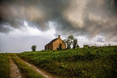 Rustic Farmhouse Photography Print: Oklahoma Farm Country Storm Clouds Photo