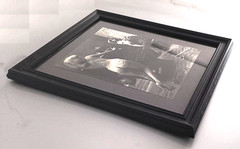 Vintage Framed B&W Studio Photograph Female Body Art Painting With The Artist