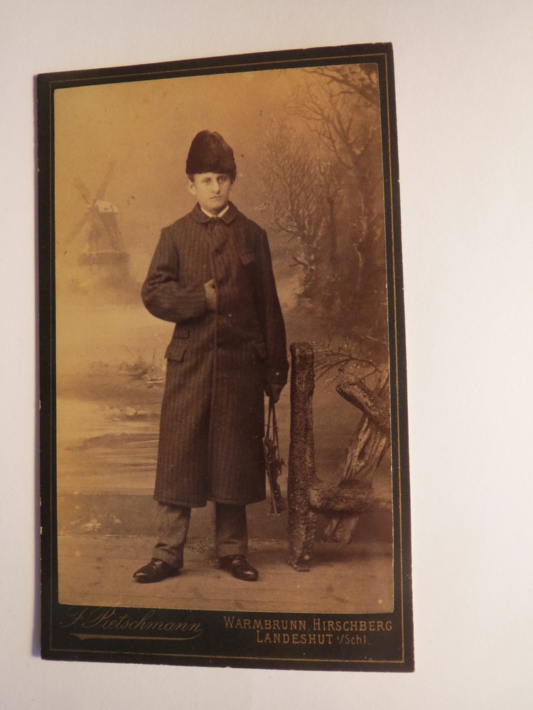 Warmbrunn Hirschberg Country Hat 1889 Man with Cap Napoleon Pose Windmill / CDV