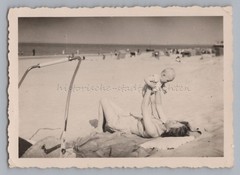 Mother Raises Children on Beach 1942 – Vintage Photo 1940s