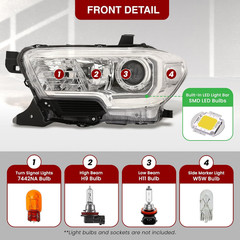 LED DRL Projector Headlights Lamps Housing Reflector Assembly Left Right Pair Co