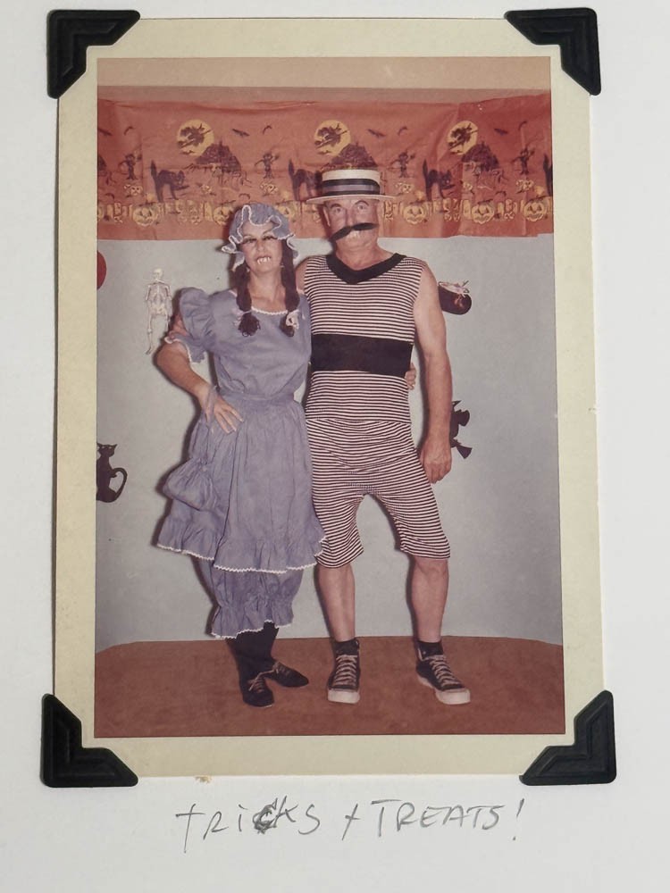 Vintage Found Photo Halloween Couple Strongman Little Bo Peep Costume Snapshot