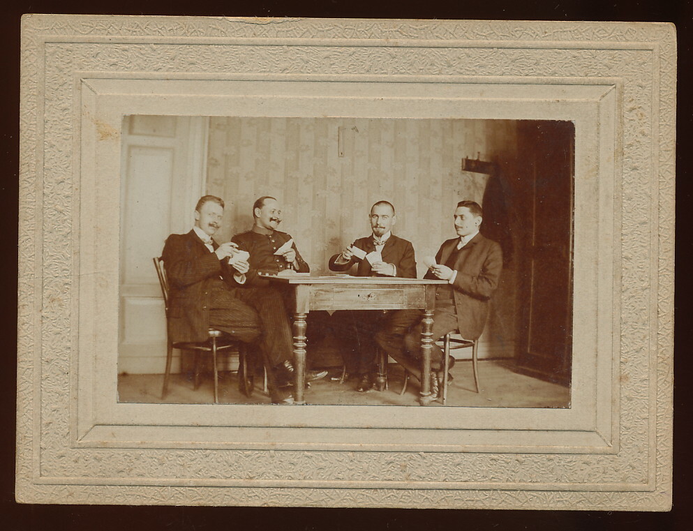Cardboard Photo – Men’s Round Playing Cards – Circa 1900