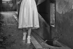 Fine Art B+W Photography Signed Ltd Edition Innocent Young Girl in Mortal Danger