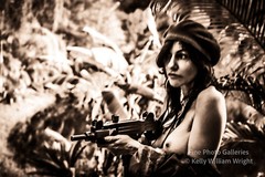 Female Nude KELLY WILLIAM WRIGHT Military Rebel Girl #5 UZI Gun 9×13 Photo