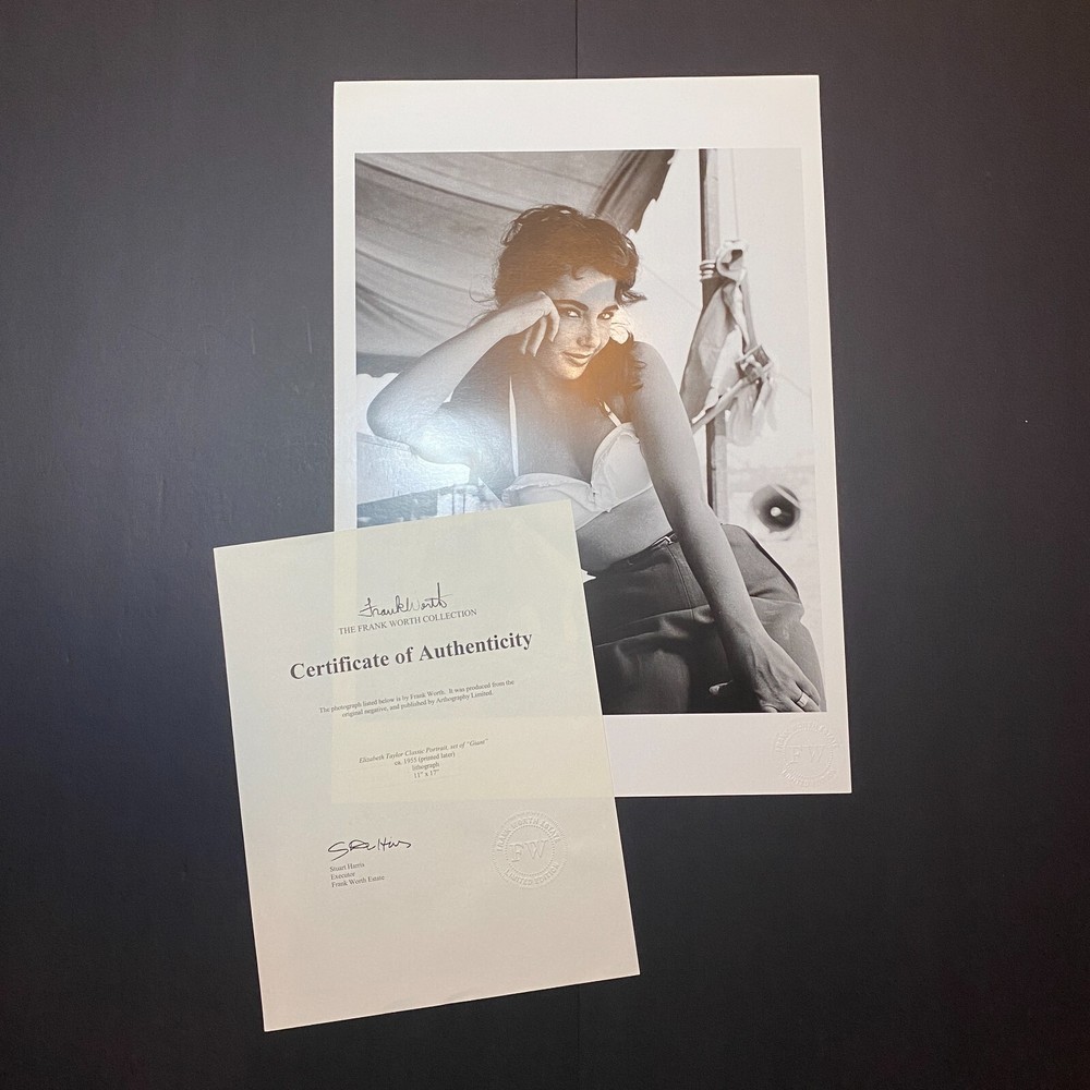 11 x 17″ Frank Worth Collection Elizabeth Taylor Stamped Lithograph Print COA