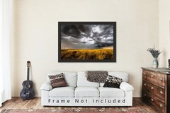 Thunderstorm Photography Print – Picture of Storm Over Prairie Grass in Oklahoma