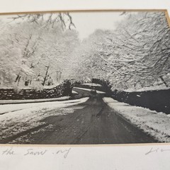 Vintage Photograph Framed Black White Signed CENTRAL PARK , NEW YORK Snow Winter