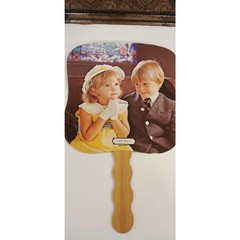 Vintage «Sunday Morning» Church Hand Fan, Card Stock & Wood