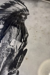 Vintage Print Omaha Chief, Black Bird , 9×13, Wood Frame , Heyn 1890’s