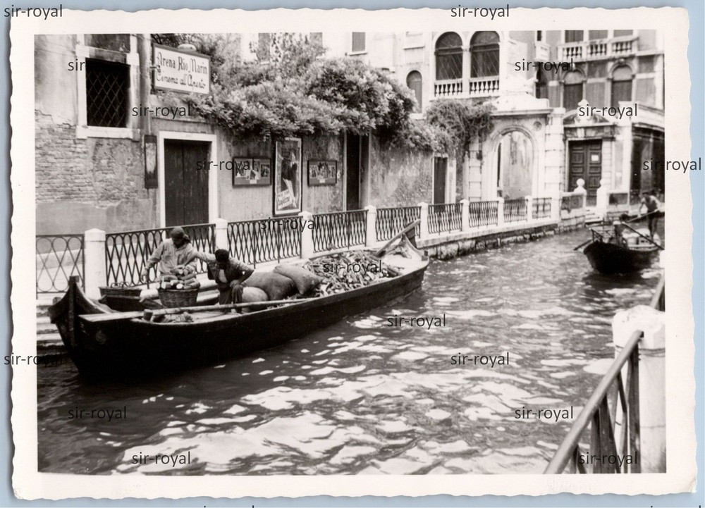 Cargo Boat with Firewood in Italy – 1950s 1960s – Photo 10x7cm
