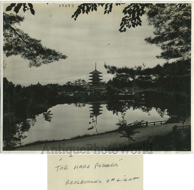 Nara pagoda Japan antique photo