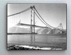 Rare Framed Golden Gate Bridge Construction Vintage Photo. Jumbo Giclée Print