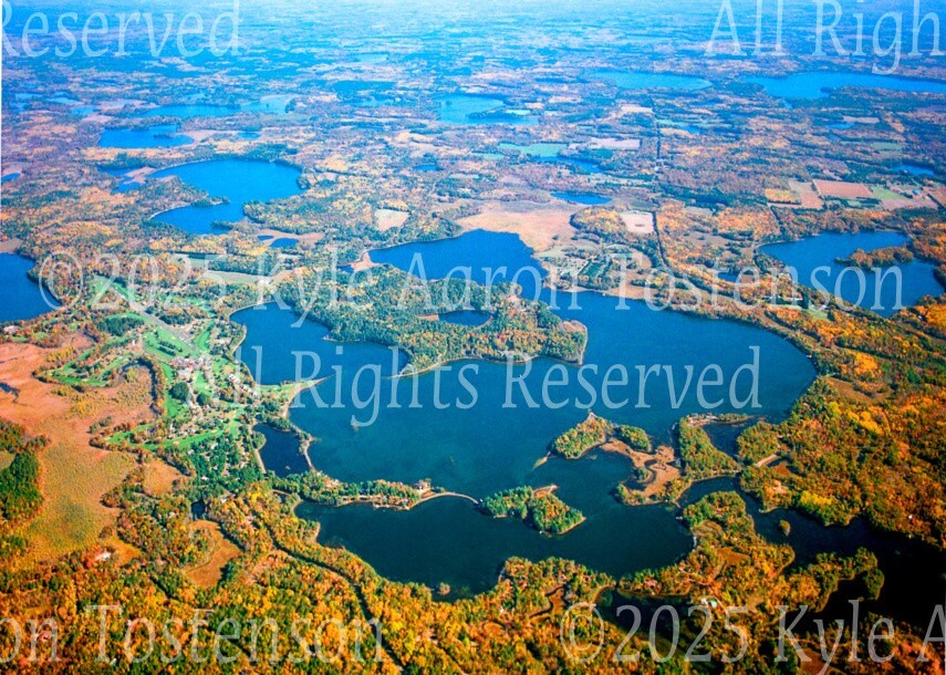 Birch Island Lake, Burnett County Voyager Wisconsin Aerial Photo. Frame Optional
