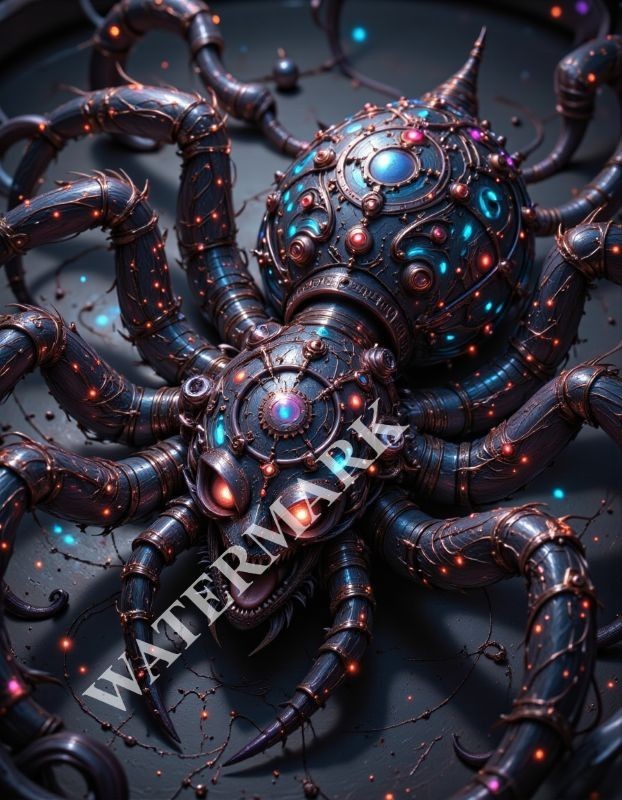 Digital Image Mechanical Spider Steampunk Picture Wallpaper Desktop Wall Art B02