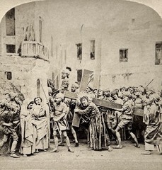 The Life of Jesus Biblical Scene With Puppets Stereo Photo Circa 1900 Vintage §n3