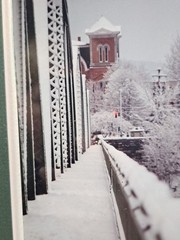 Framed Set Of 2 Images Of Owego New York Bridge In 2 Different Seasons
