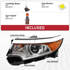 Duolctarms Halogen Headlight Headlamp Assembly Compatible for 2011-2014 Ford Edg