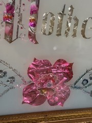 Victorian Motto Foil Metallic Floral Art «What is Home without a Mother» Vintage