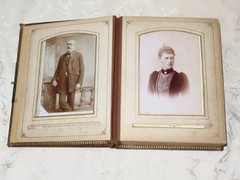 Antique Photo Album for Cabinet Cards, Family and Soldiers, c.1900