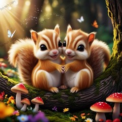 Digital Image Picture Photo Wallpaper Background Desktop Squirrel 2 AI Art Print