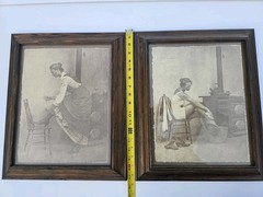 Vtg Rolland Hendrickson Sepia Prints Framed Set Victorian Boudoir Western Art