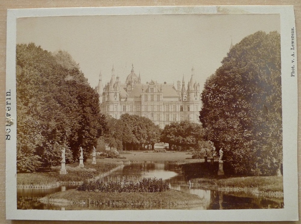 Foto Schwerin auf Pappe Schloss um 1885 A. Lewerenz Mecklenburg 2