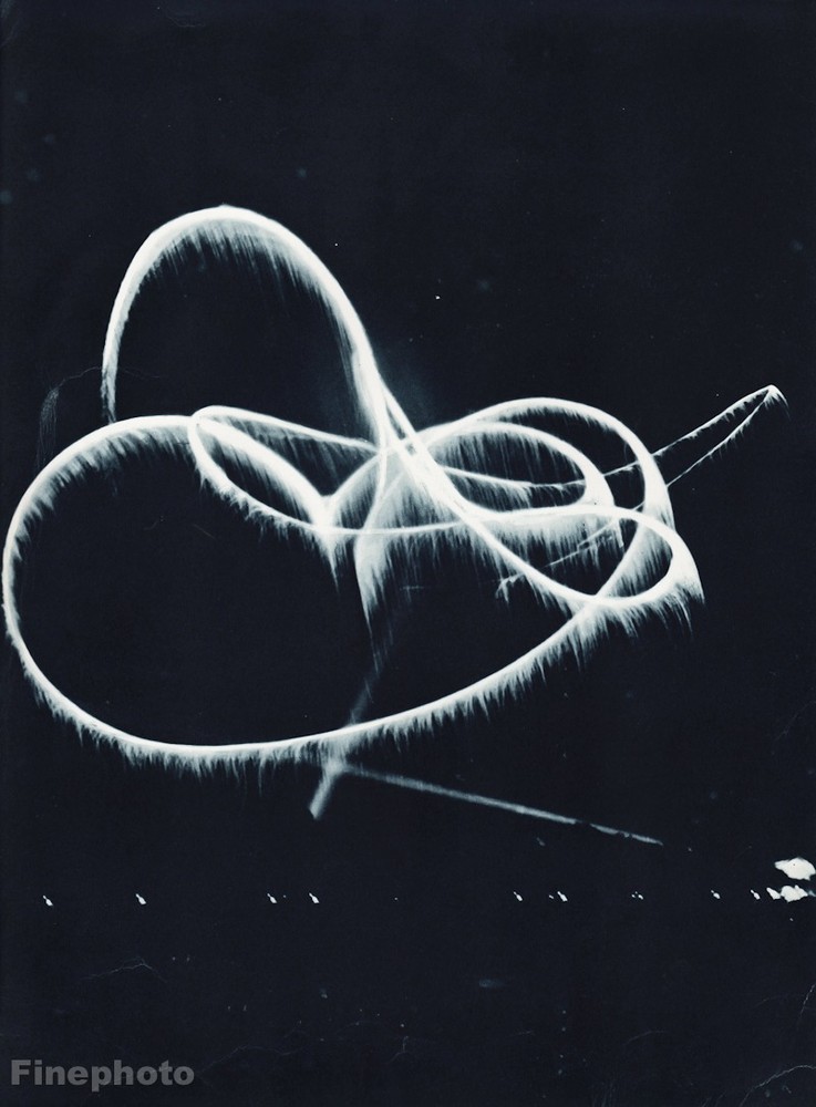 1931 Vintage AVIATION AIRPLANE Aerial Sky Writing Acrobatic Line Photo Art 16×20