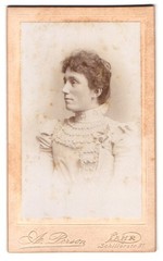 Photograph A. Person, Lahr, Schillerstr. 21, lady in white dress with curls vo