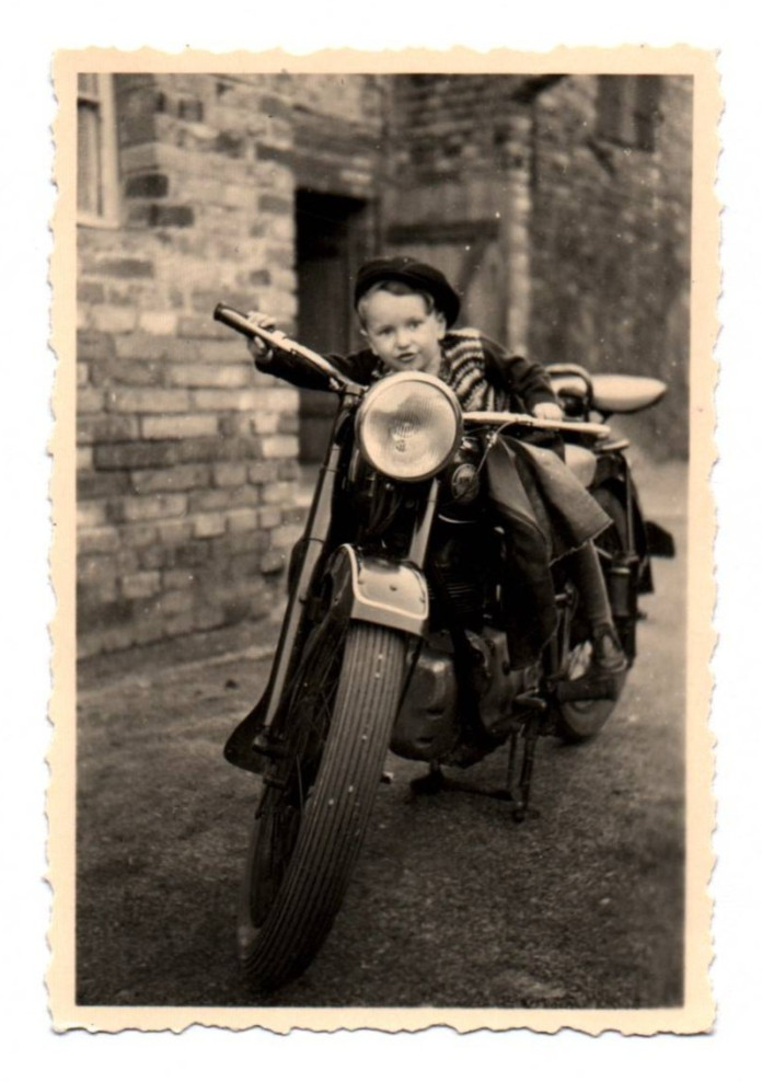 Old Photo Original Boy on Motorcycle Motorcycle Child Vintage Photography