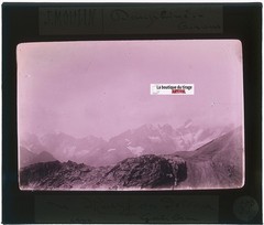 Mont Pelvoux, Galibier, Photo J. Moulin, Color Glass Plate, Positive 8.5×10 Cm