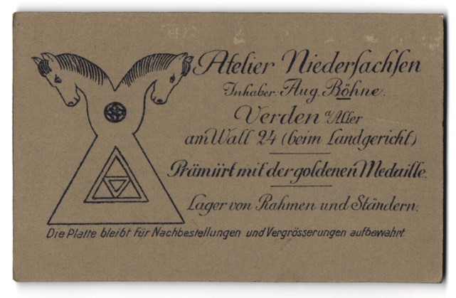 Photography studio Lower Saxony Aug. Böhne, Verden/Aller, on Wall 24, coat of arms