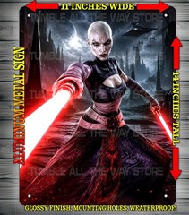 Sexy Asajj Ventress Dual Lightsabers Star Wars Metal Sign Wall Art 14″ x 11″