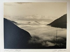 23x17cm on 42x32cm Beautiful Barite Photo Circa 1930 Mountains Signed Photo